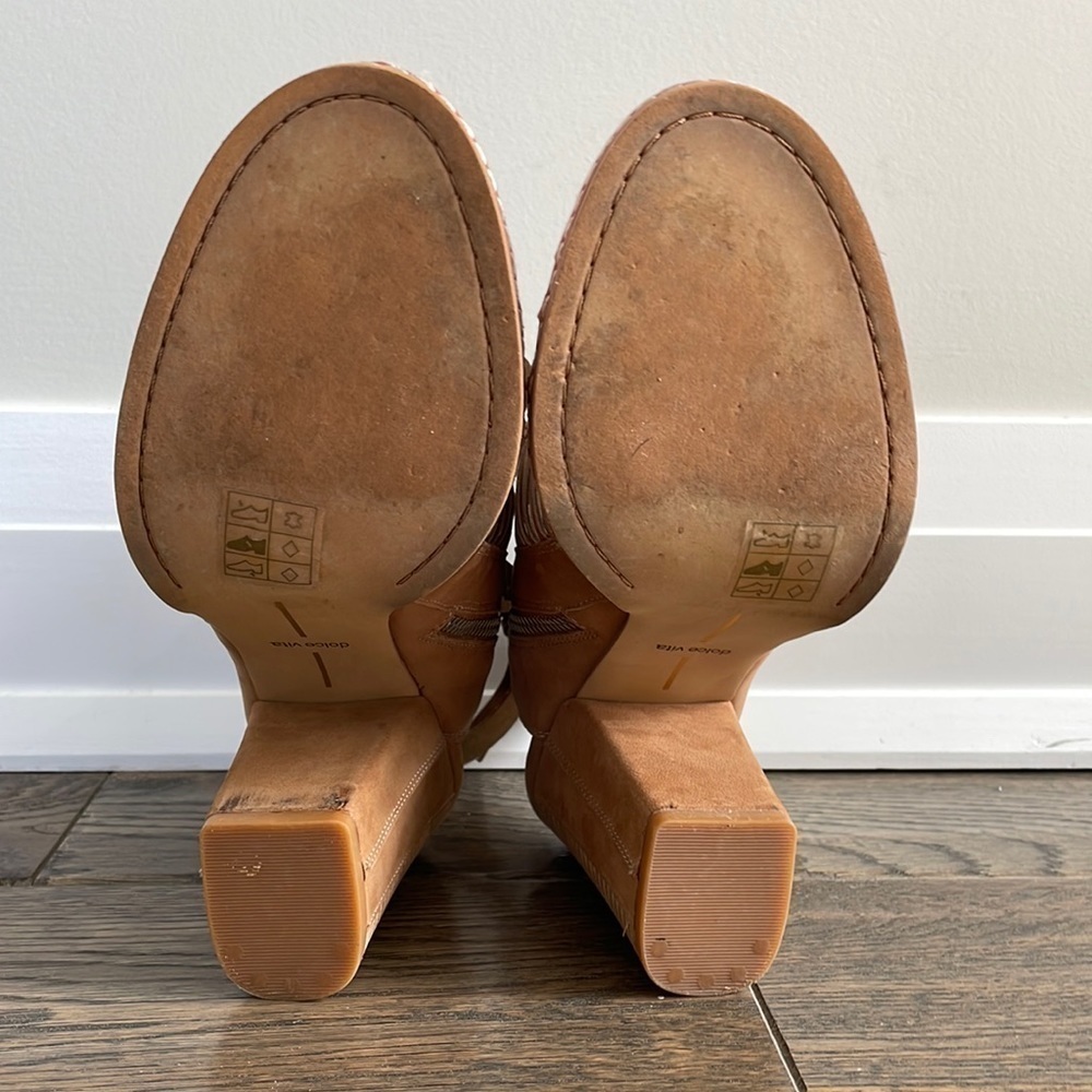 Dolce Vita Amina block heel peep toe sandal camel/tan​​​​​​​​​​​ - Picture 10 of 12